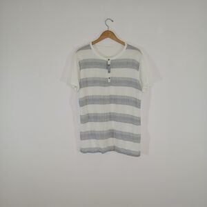 Made in Italy Blue White Striped Cotton Linen Tee XXL Coastal Chic Nautical